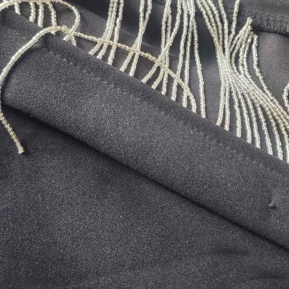 FINAL PRICE⚡️Sexy One Shoulder Beaded Fringe High Slit Coctail Dress sz 4-6 - Picture 7 of 9